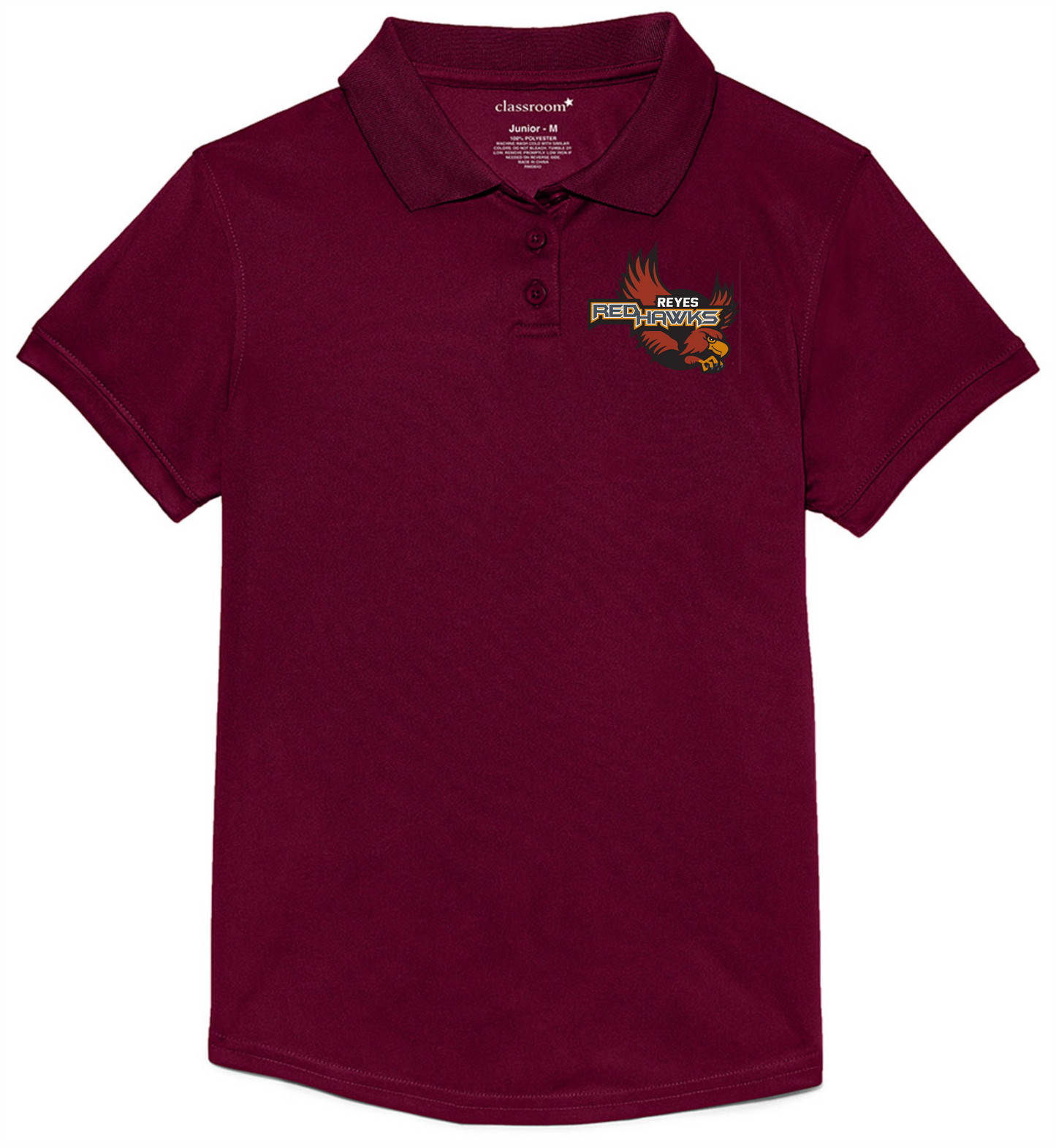 Reyes Girls Maroon Dri-fit Polo